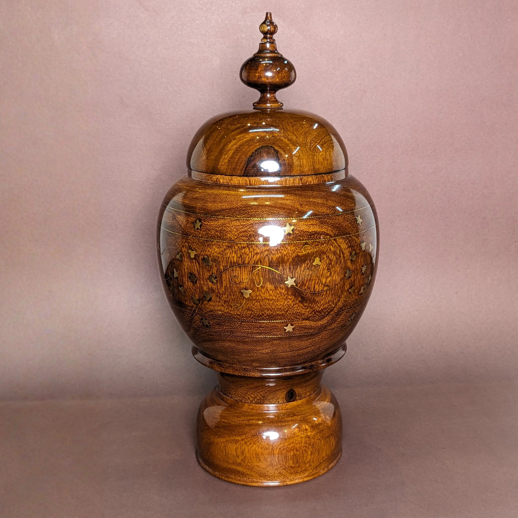 Wooden Brass Art Candy Jar with Lid