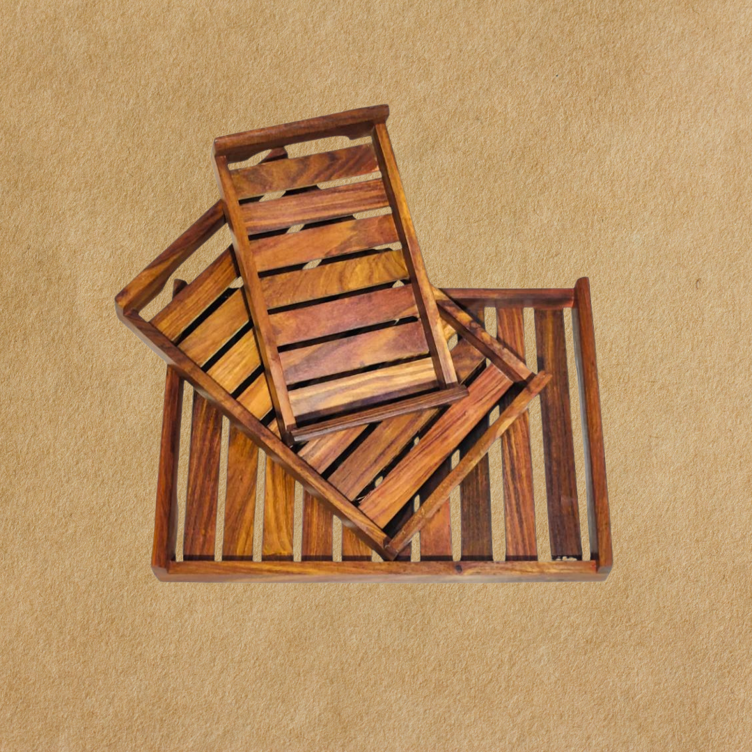 WOODEN SERVING TRAY (Set of 3)