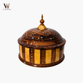 Handmade Wooden Dome Striped Hotpot with Steel Bowl