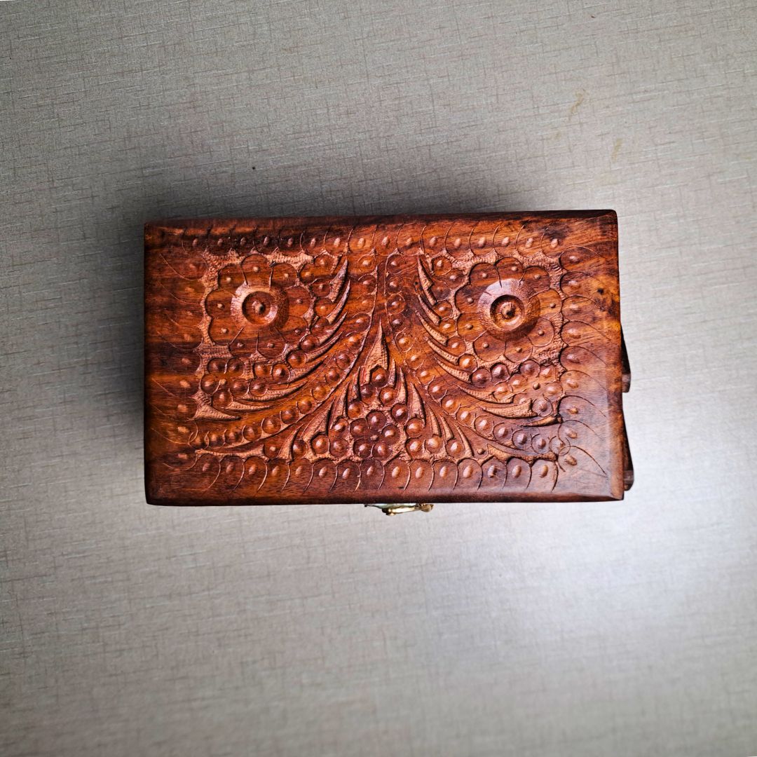 Set of 3 Hand Carved Wooden Jewelry Boxes - Timeless Elegance