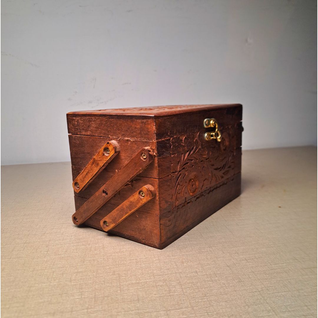 Set of 3 Hand Carved Wooden Jewelry Boxes - Timeless Elegance