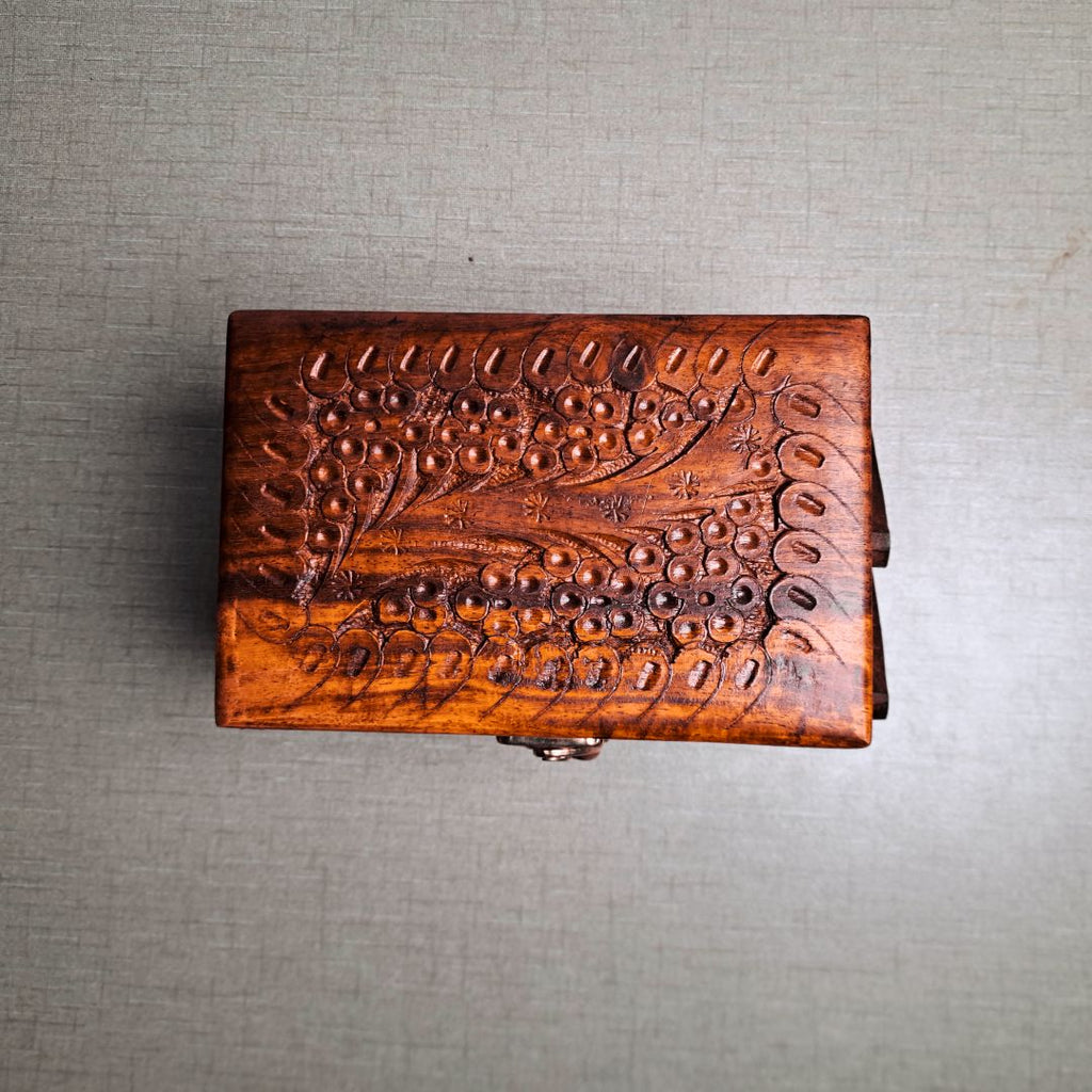 Set of 3 Hand Carved Wooden Jewelry Boxes - Timeless Elegance