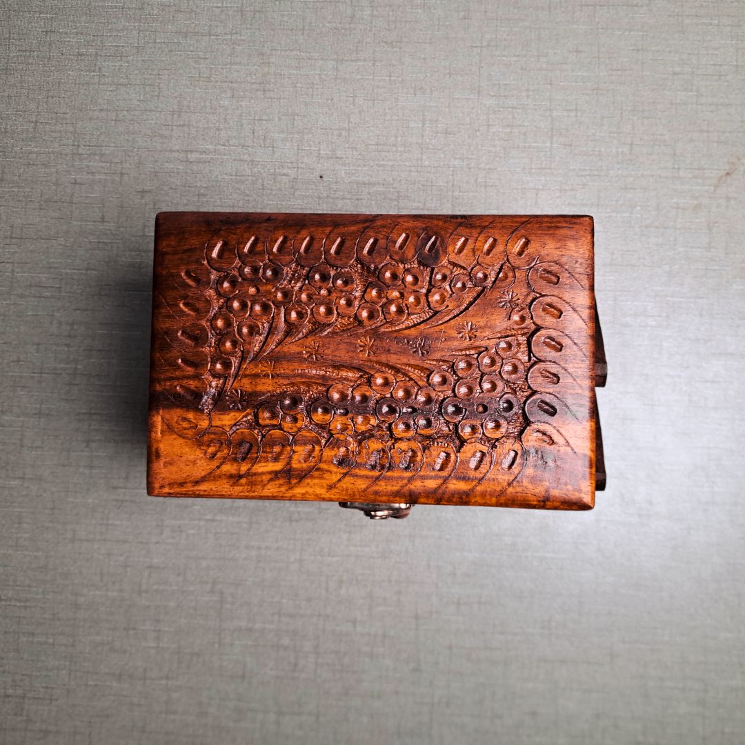 Set of 3 Hand Carved Wooden Jewelry Boxes - Timeless Elegance