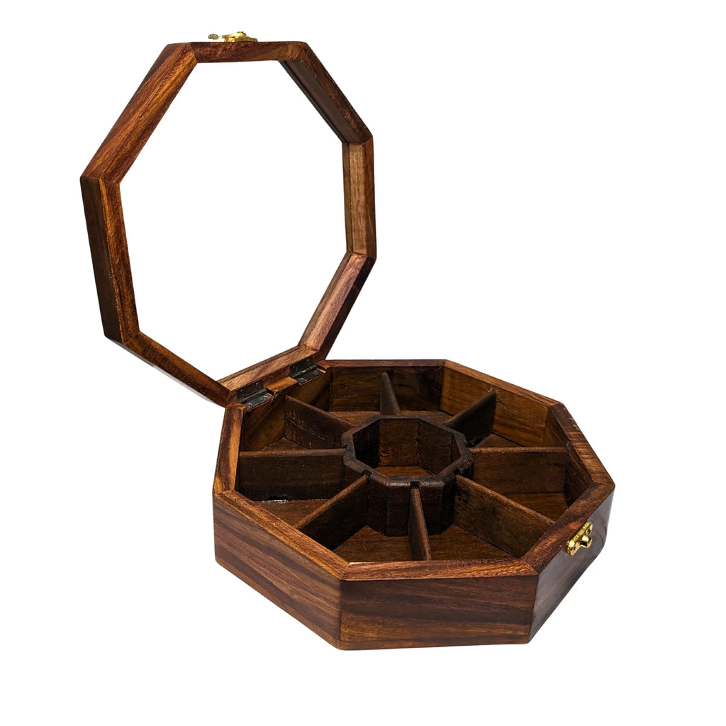 8 Portion Handcrafted Wooden Dry Fruit Box