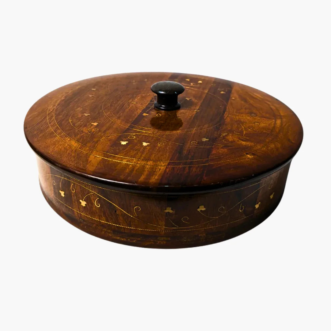 Wooden Dry Fruit Box with Brass Decor