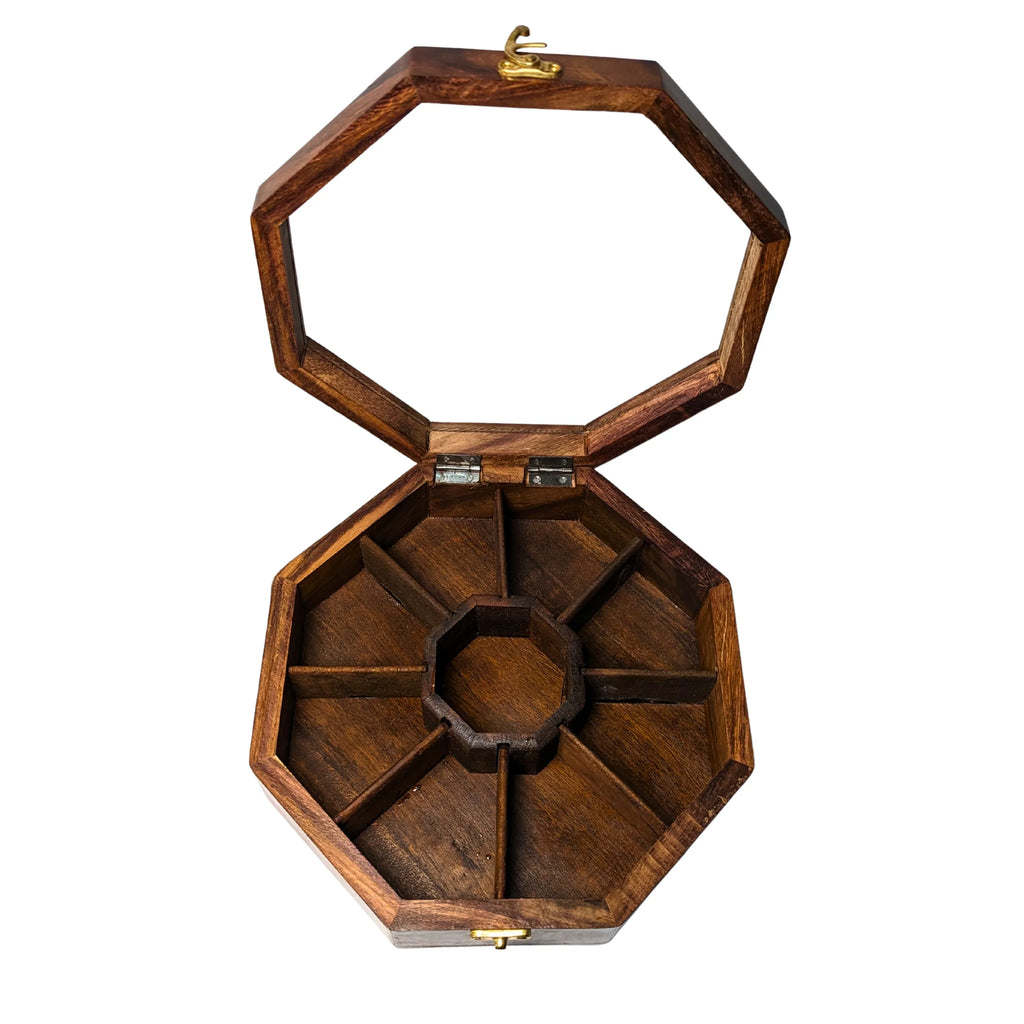 8 Portion Handcrafted Wooden Dry Fruit Box