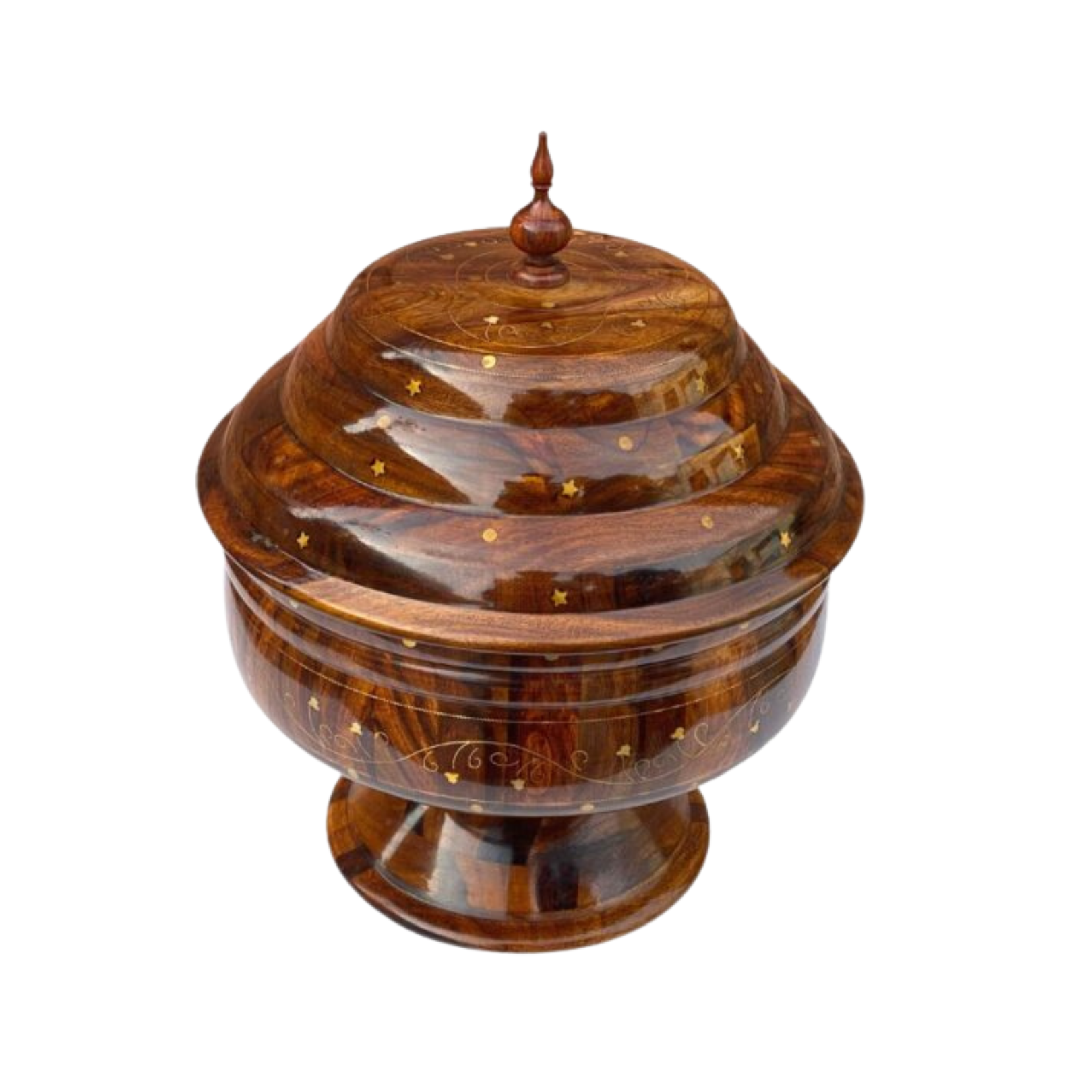 Colossal Wooden Hotpot with Brass Artistry & Steel Bowl