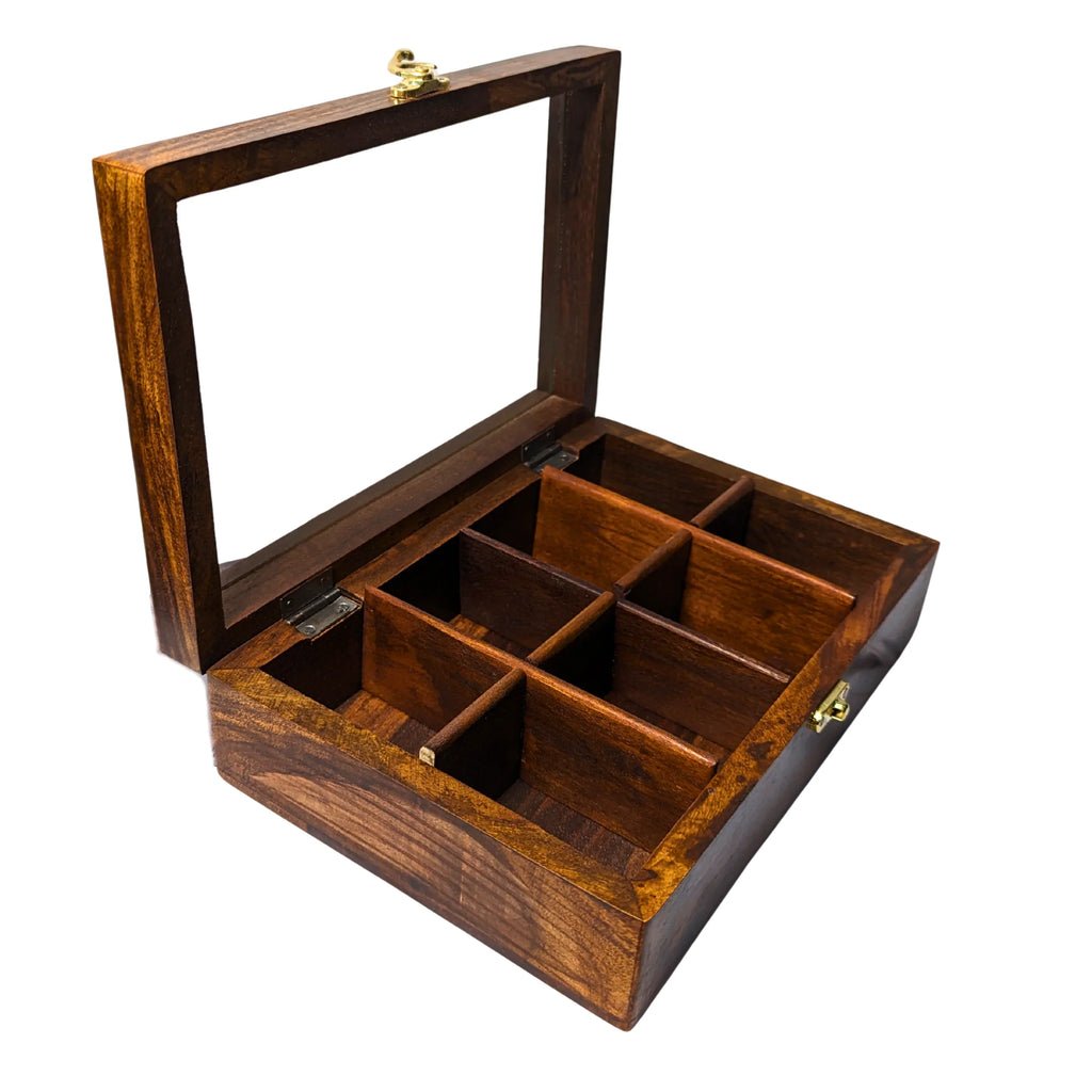 8 Portion Handmade Wooden Spices Box