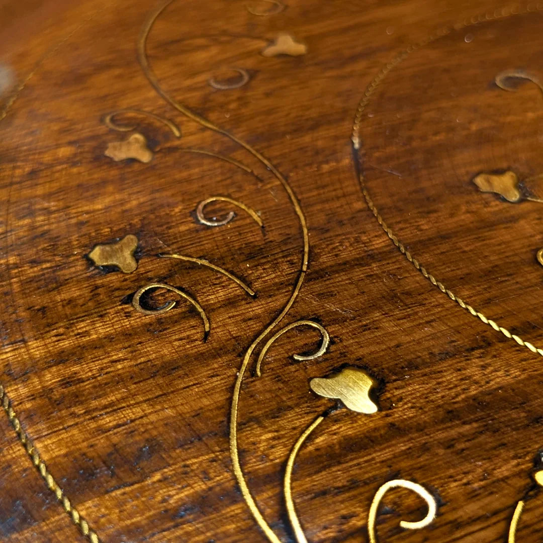 Handcrafted Striped Wooden Dry Fruit Box with Brass Art