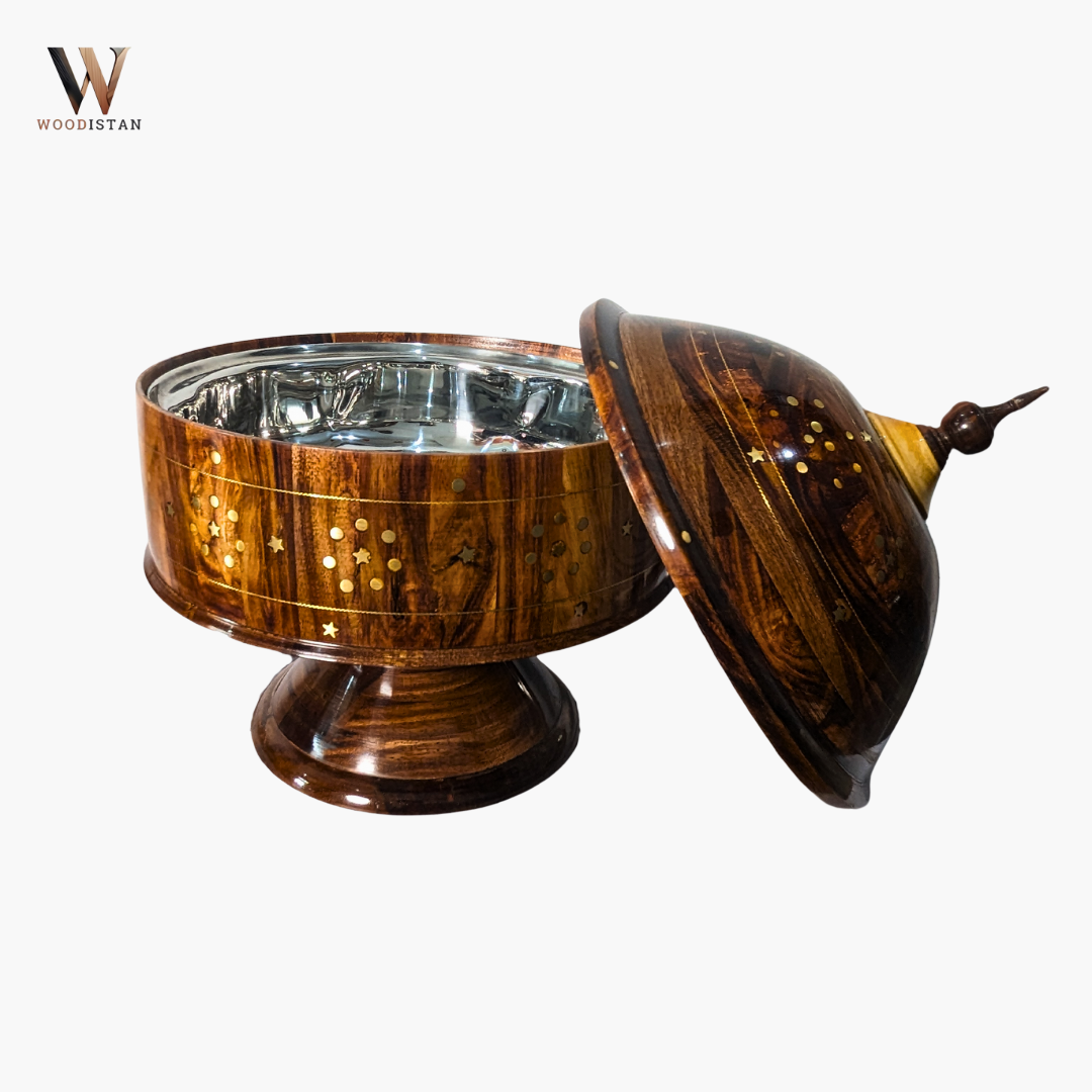 Heritage Wooden Dome Hot Pot With Stainless Steel Bowl