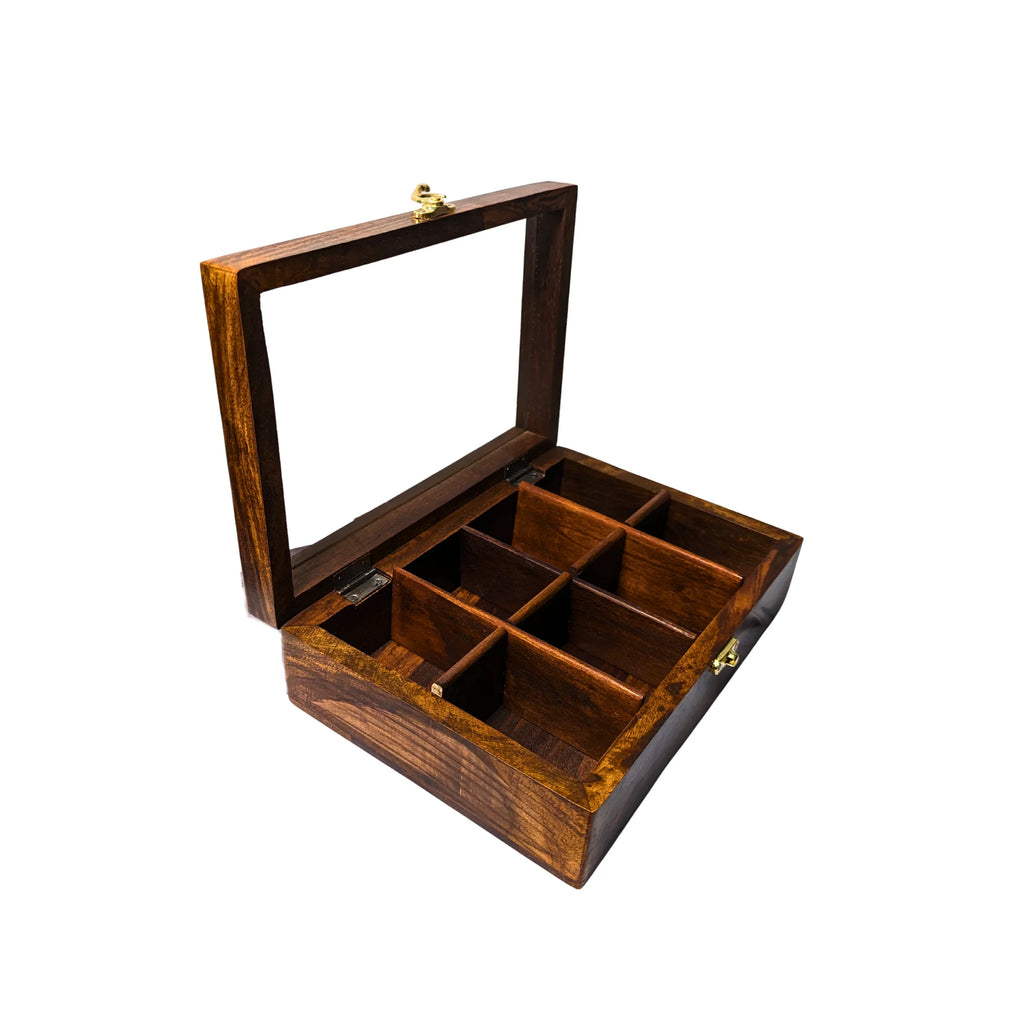 8 Portion Handmade Wooden Spices Box