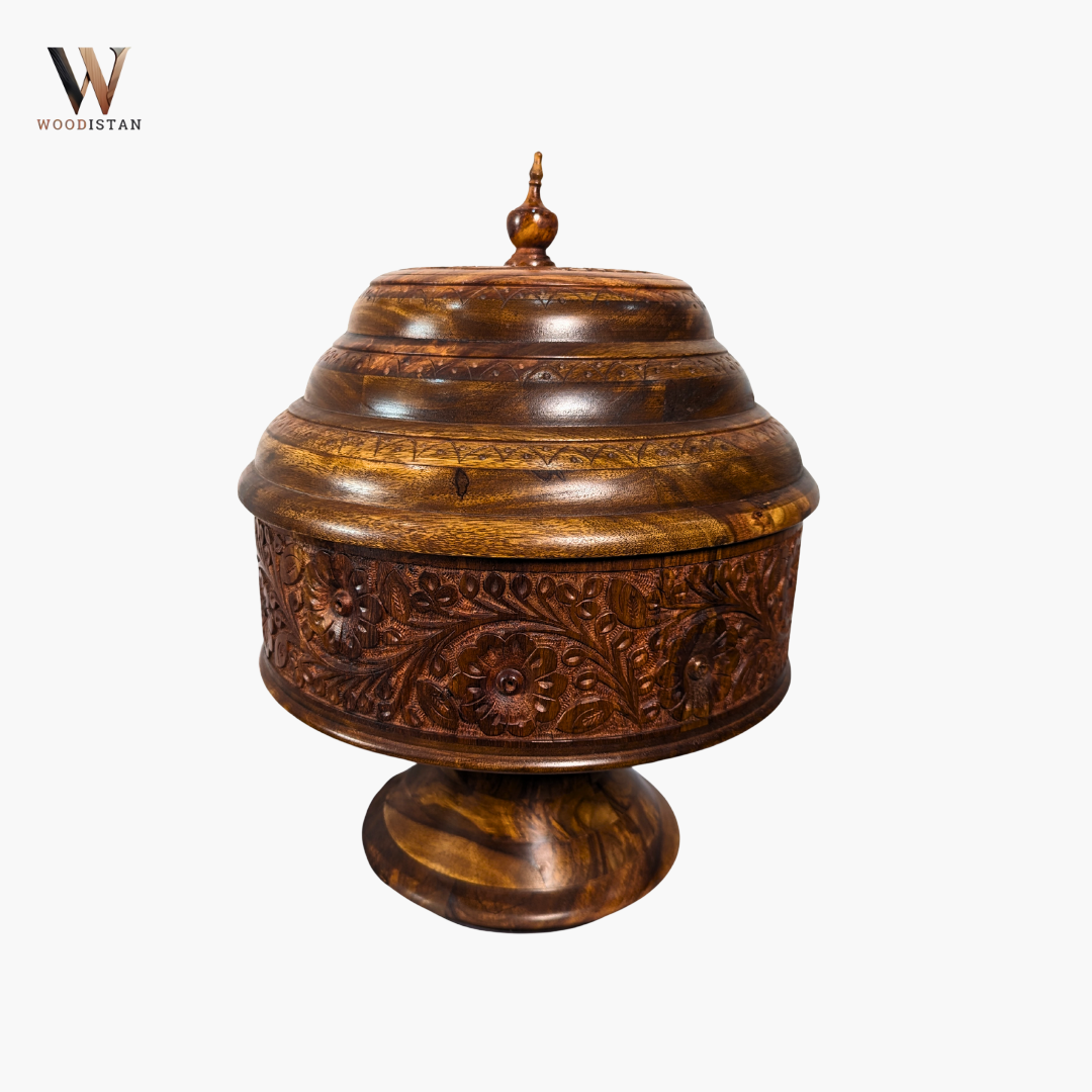 Colossal Wooden Hotpot with Carving Art and Stainless Steel Bowl