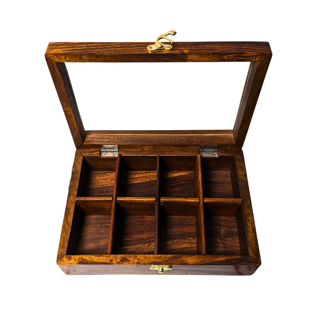 8 Portion Handmade Wooden Spices Box