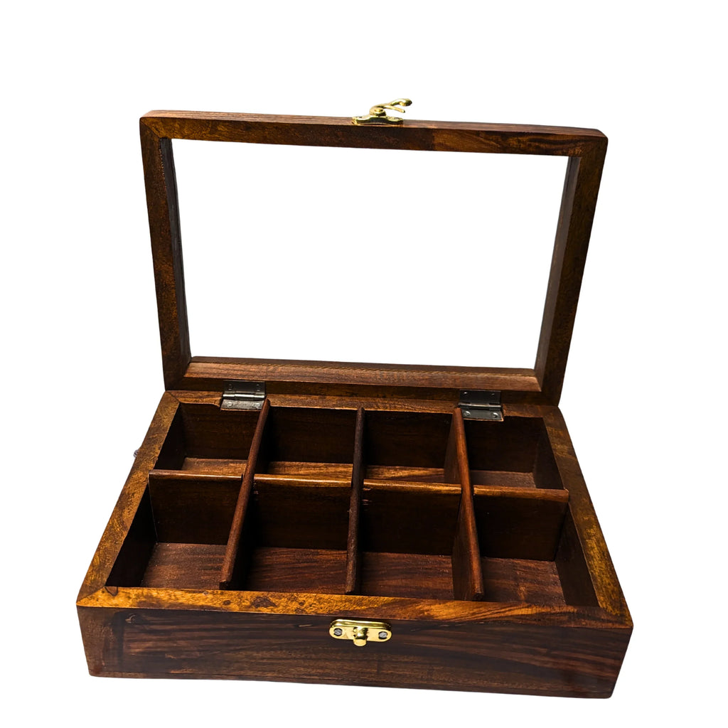 8 Portion Handmade Wooden Spices Box