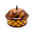 Wooden Handmade Checkered Hot Pot with Steel Bowl