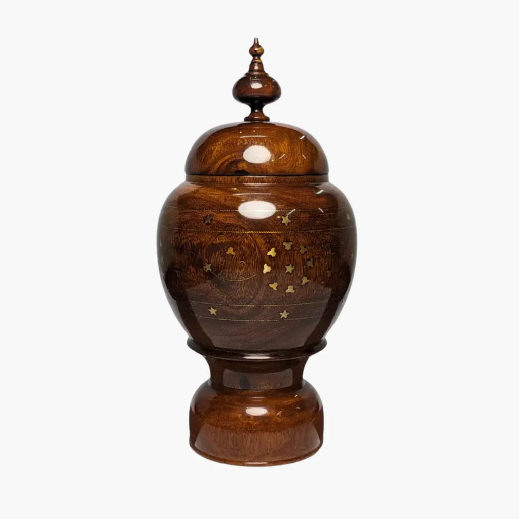 Wooden Brass Art Candy Jar with Lid