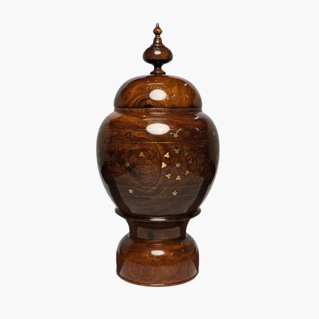Wooden Brass Art Candy Jar with Lid
