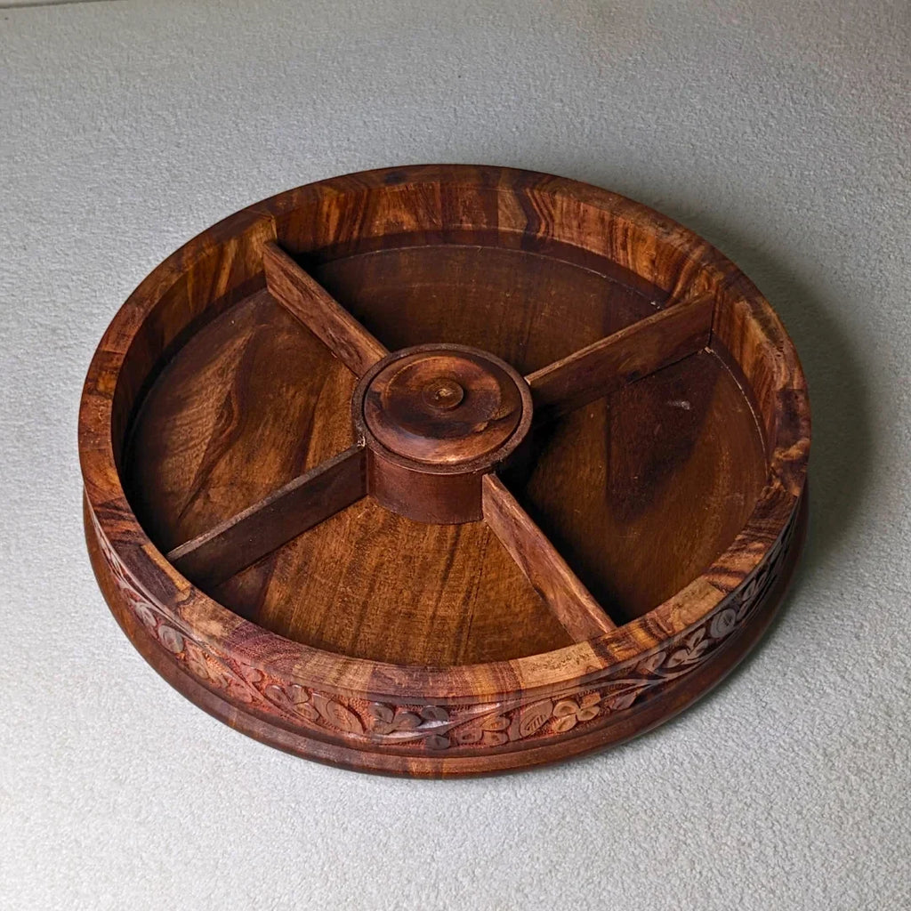 Handcrafted Wooden Dry Fruit Box with Traditional Carving