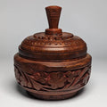 Hand Carved Wooden Candy Jar with Lid