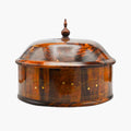 Rustic Wooden Hotpot with Intricate Brass Artistry