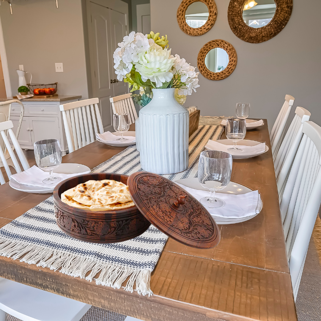 Wooden Hand-Carved Chapati Hotpot