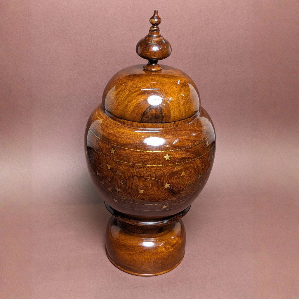 Wooden Brass Art Candy Jar with Lid