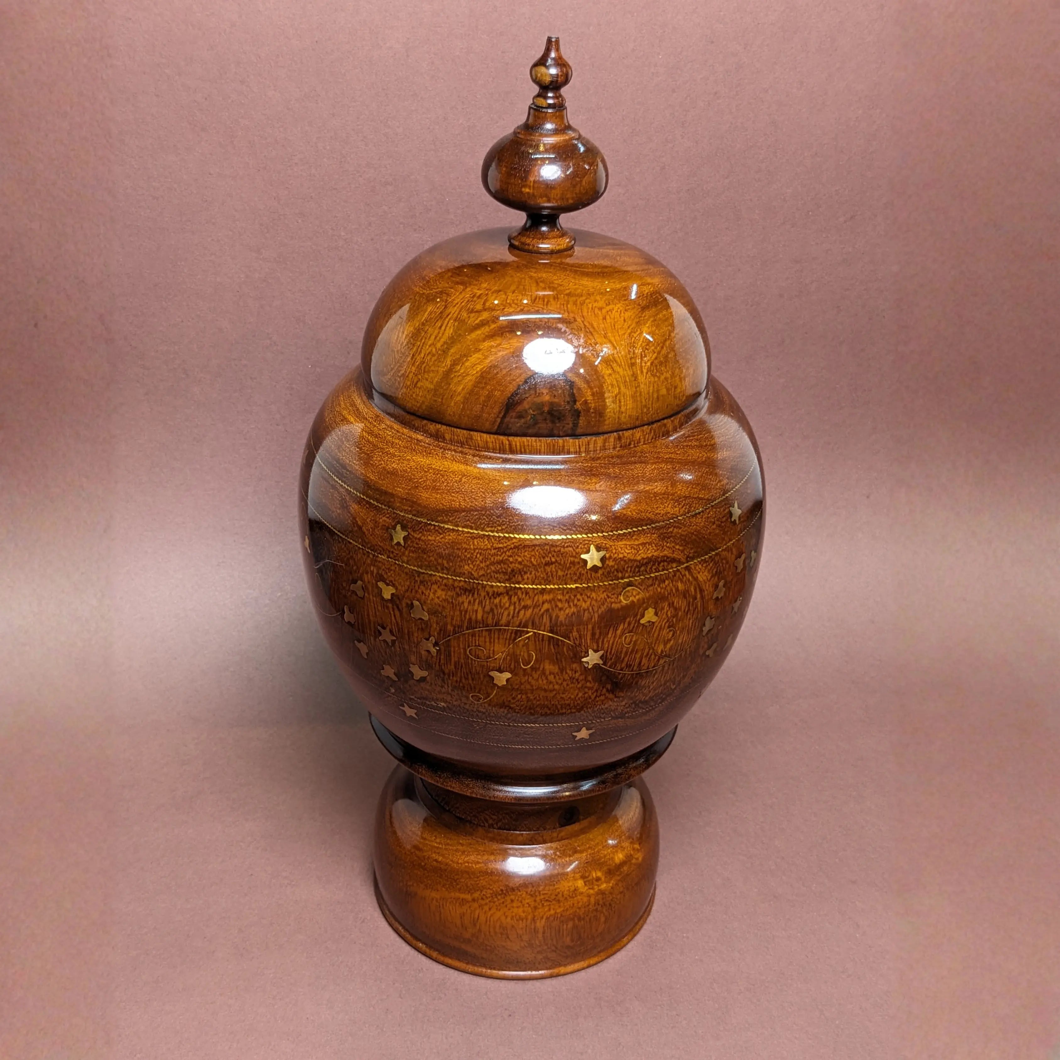 Wooden Brass Art Candy Jar with Lid