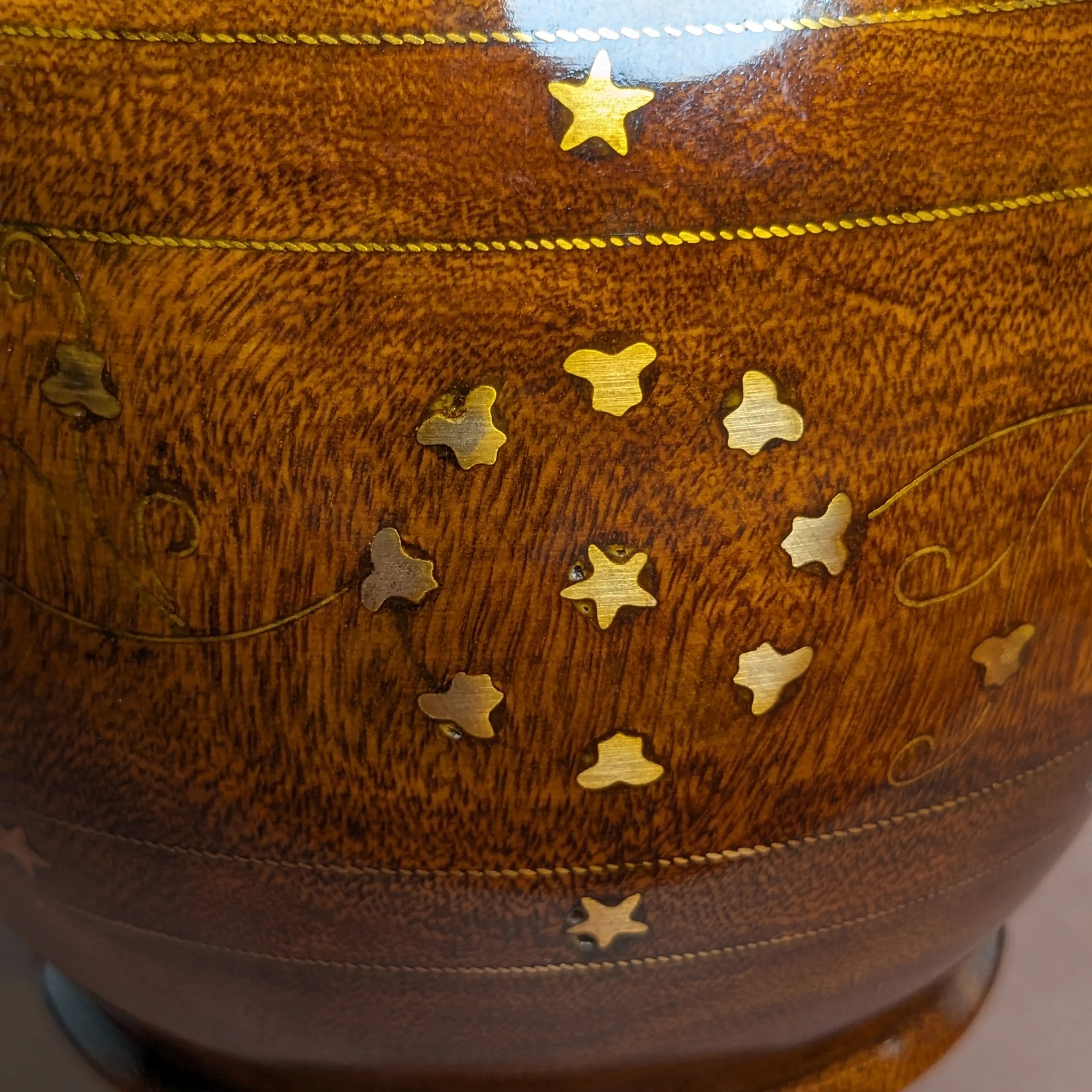 Wooden Brass Art Candy Jar with Lid