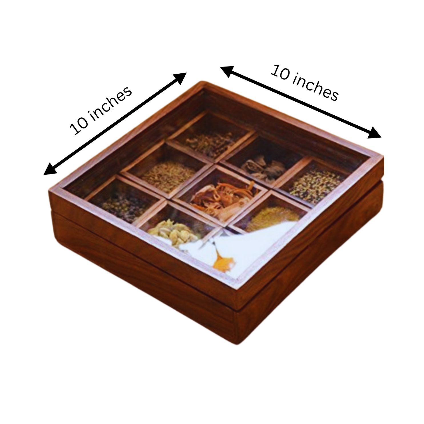 Wooden Spices Box with Glass Lid