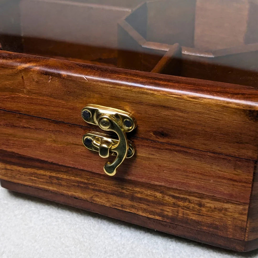 Wooden Octagon Dry Fruit Box with Glass Lid