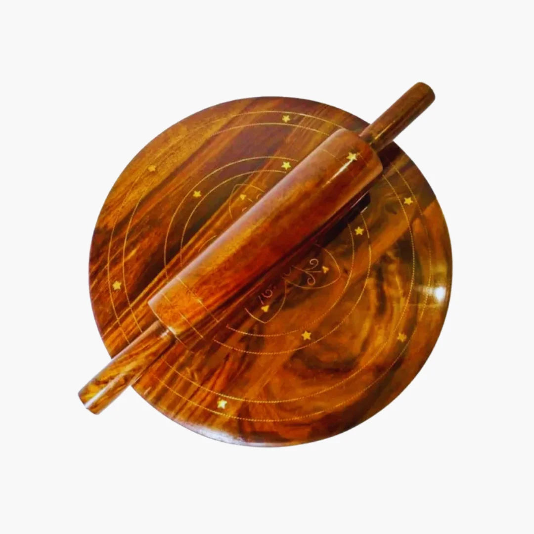 Wooden Rolling Pin with Base | Chakna Belan Set