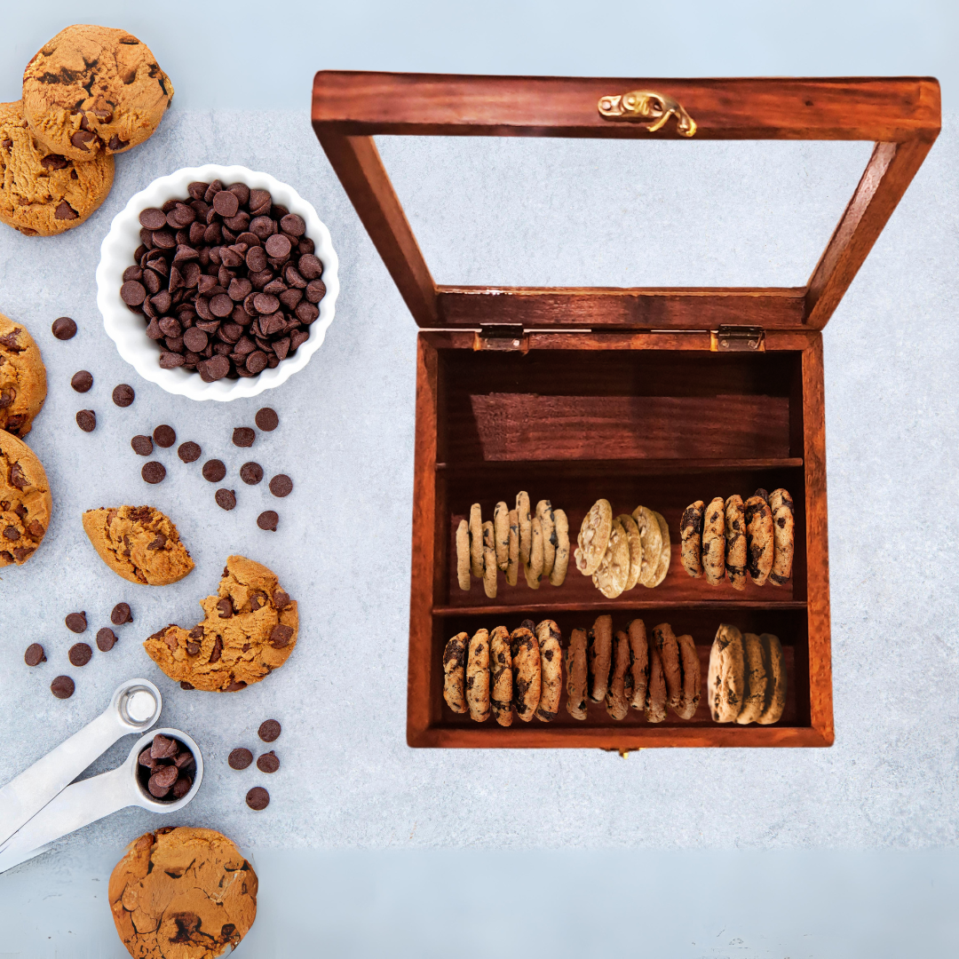 WOODEN CUTLERY BOX / COOKIES STORAGE BOX