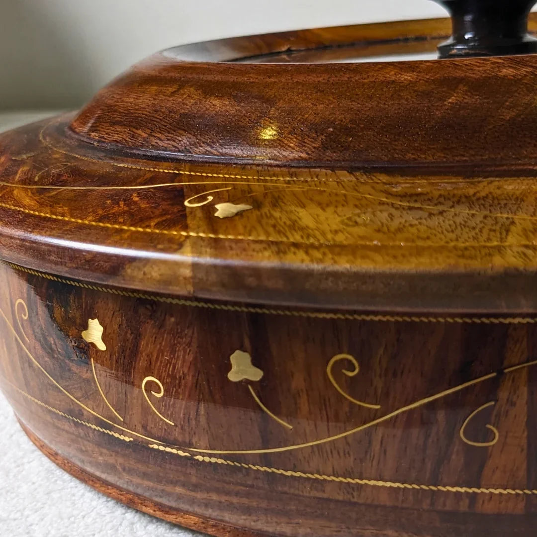 Wooden Dry Fruit Box with Glass Lid & Brass Art