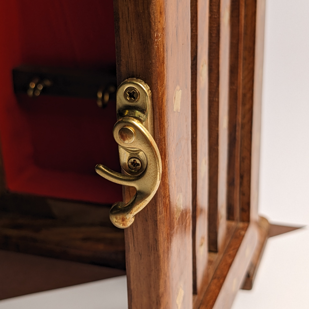 Handmade Wooden Wall Mounted Key Box with Glass Panel and 6 Key Hooks