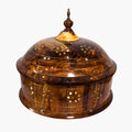 Handmade Wooden Dome Hotpot with Steel Bowl & Brass Art
