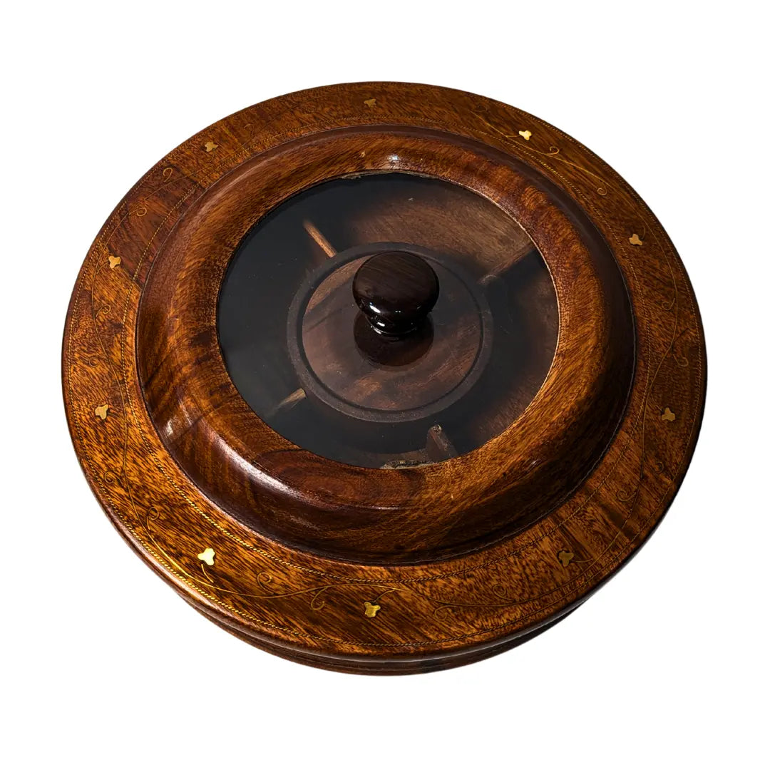 Handcrafted Wooden Dry Fruit Box - Checkered Design