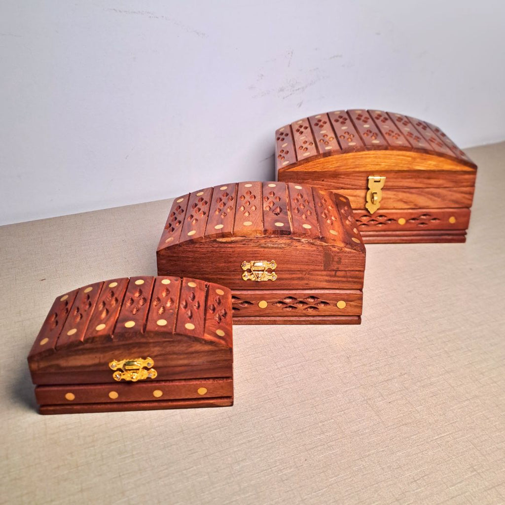 Set of 3 Wooden Jewelry Boxes "Heritage Chest Trio"