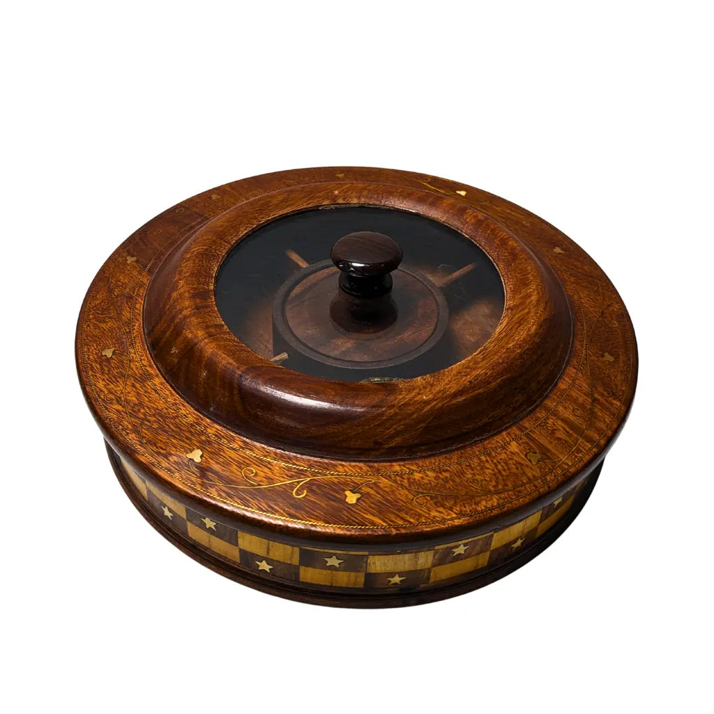 Handcrafted Wooden Dry Fruit Box - Checkered Design