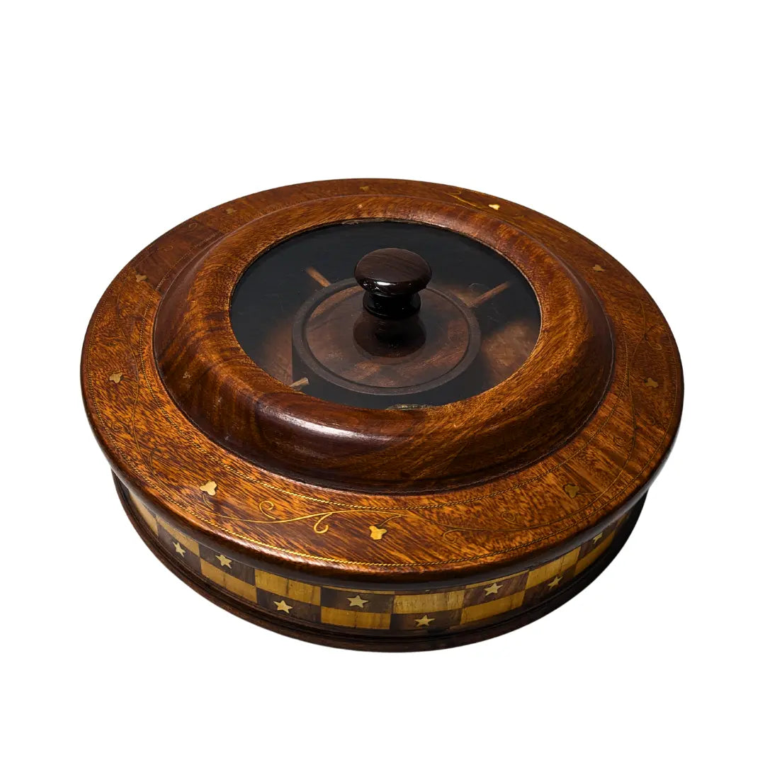 Handcrafted Wooden Dry Fruit Box - Checkered Design