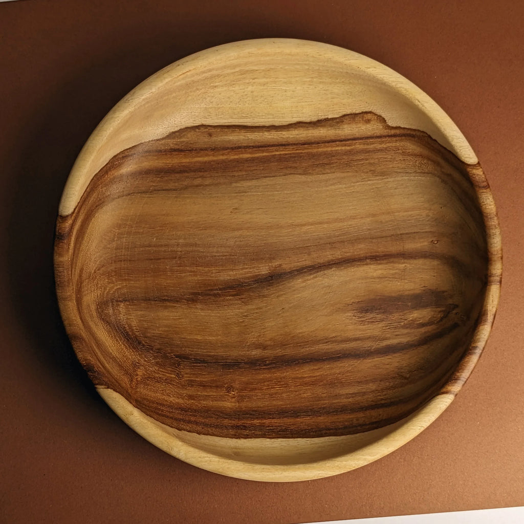 Wooden Serving Bowl Set with Line Art – Artistic Wooden Tableware