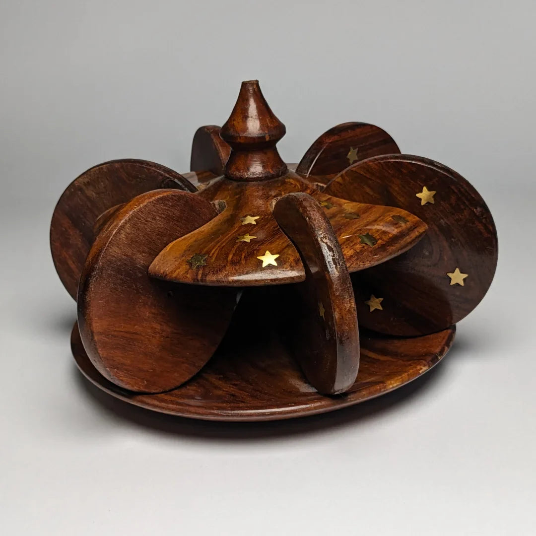 Wooden Tea Coaster Set with Bloom Stand