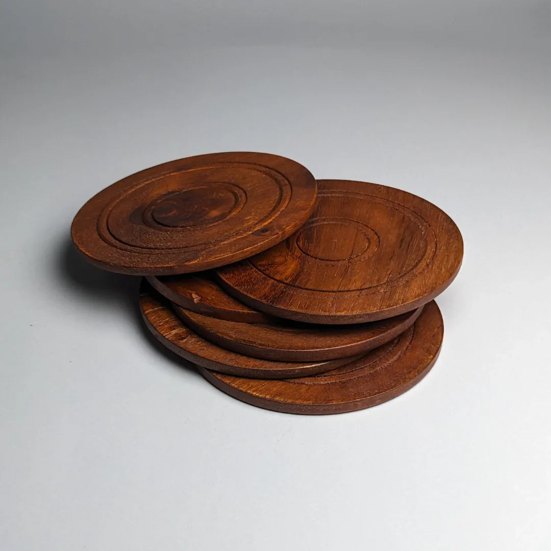 Wooden Tea Mats with Carving Art (Set of 06)