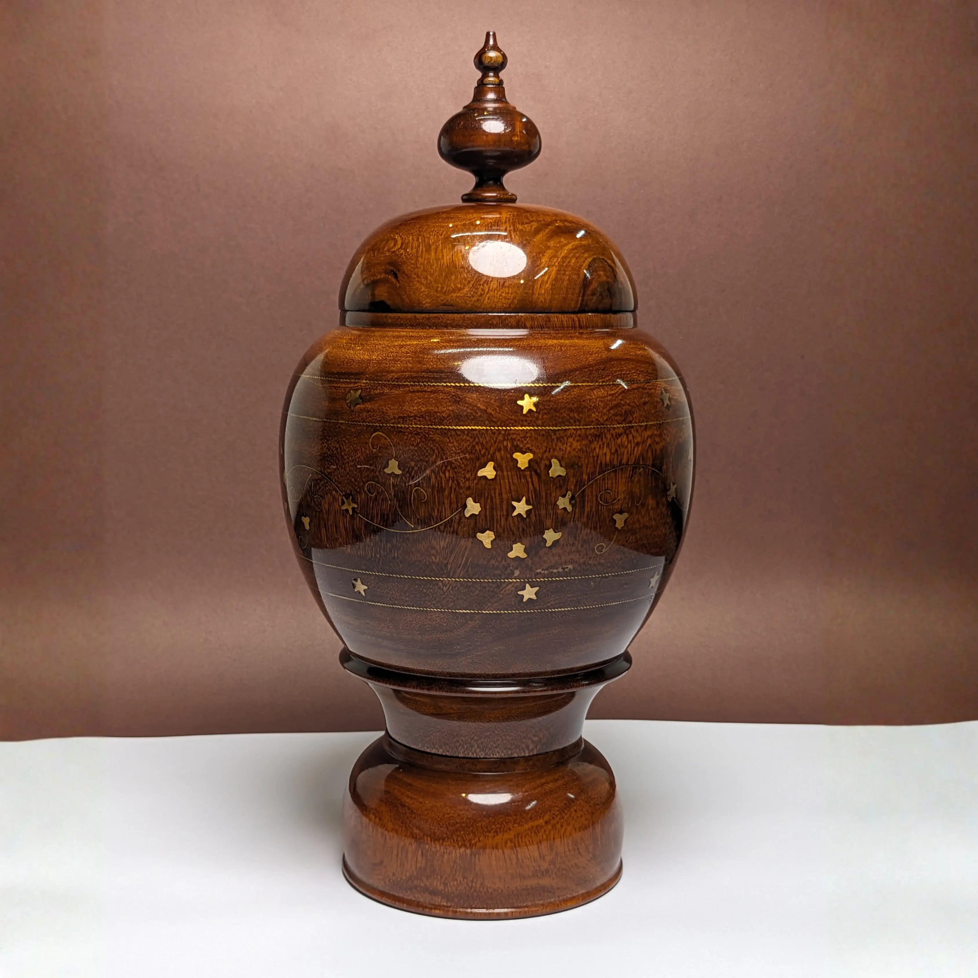 Wooden Brass Art Candy Jar with Lid