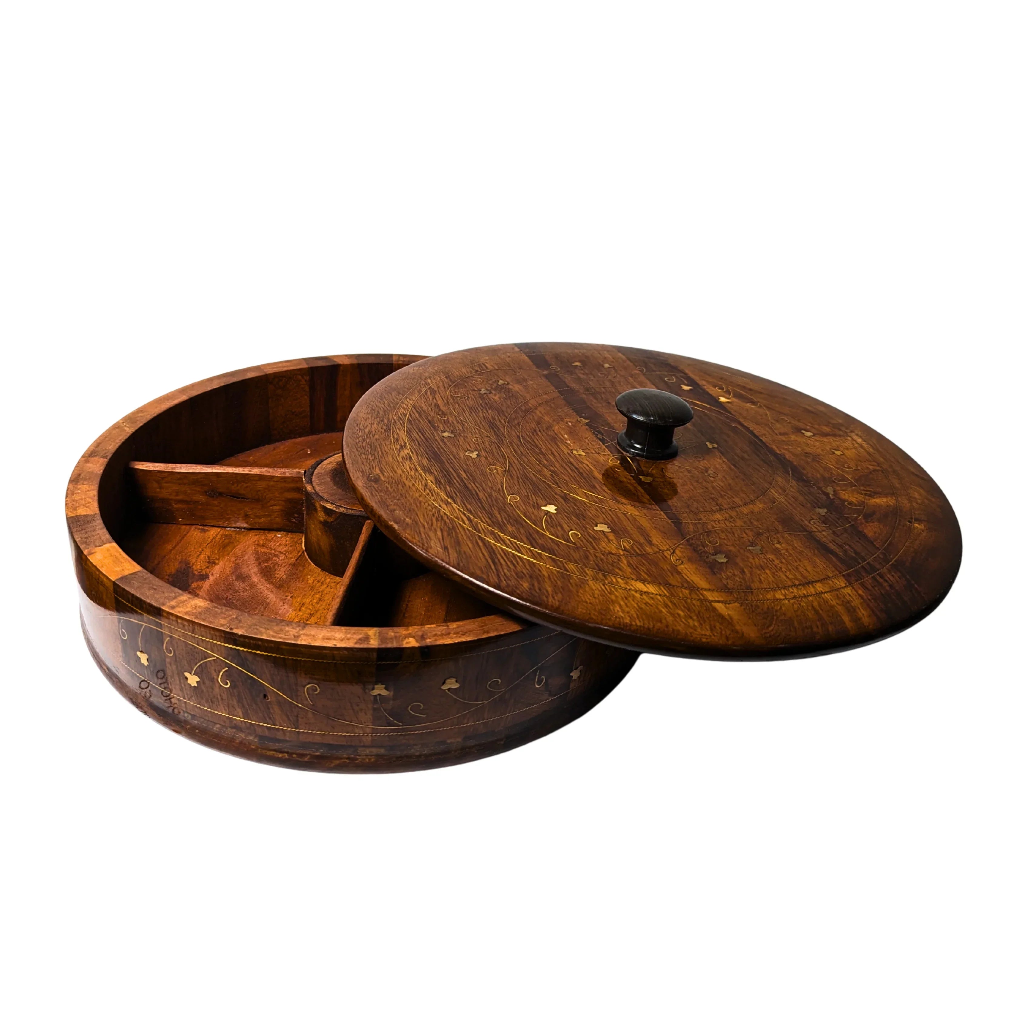 Wooden Dry Fruit Box with Brass Decor
