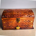 Hand-Carved Shesham Wood Jewelry Box with Drawer - 7x10 Inches