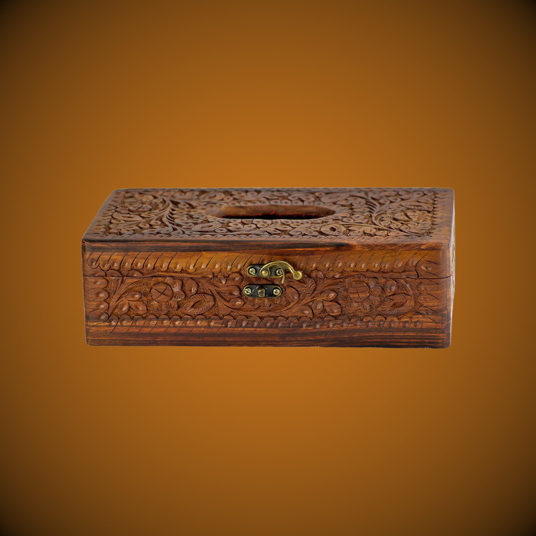 Wooden Tissue Box Holder Carving Art