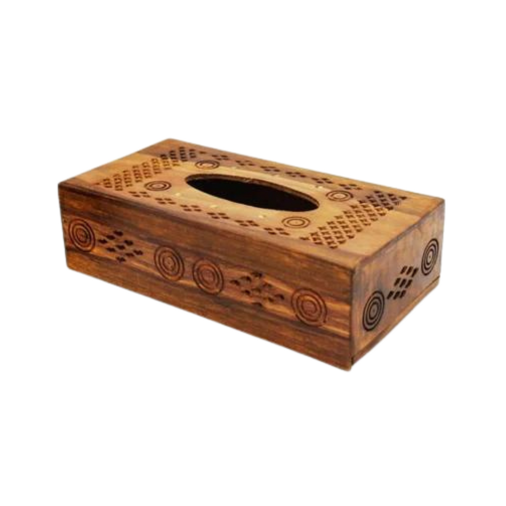 Handcarved Wooden Tissue Box Holder