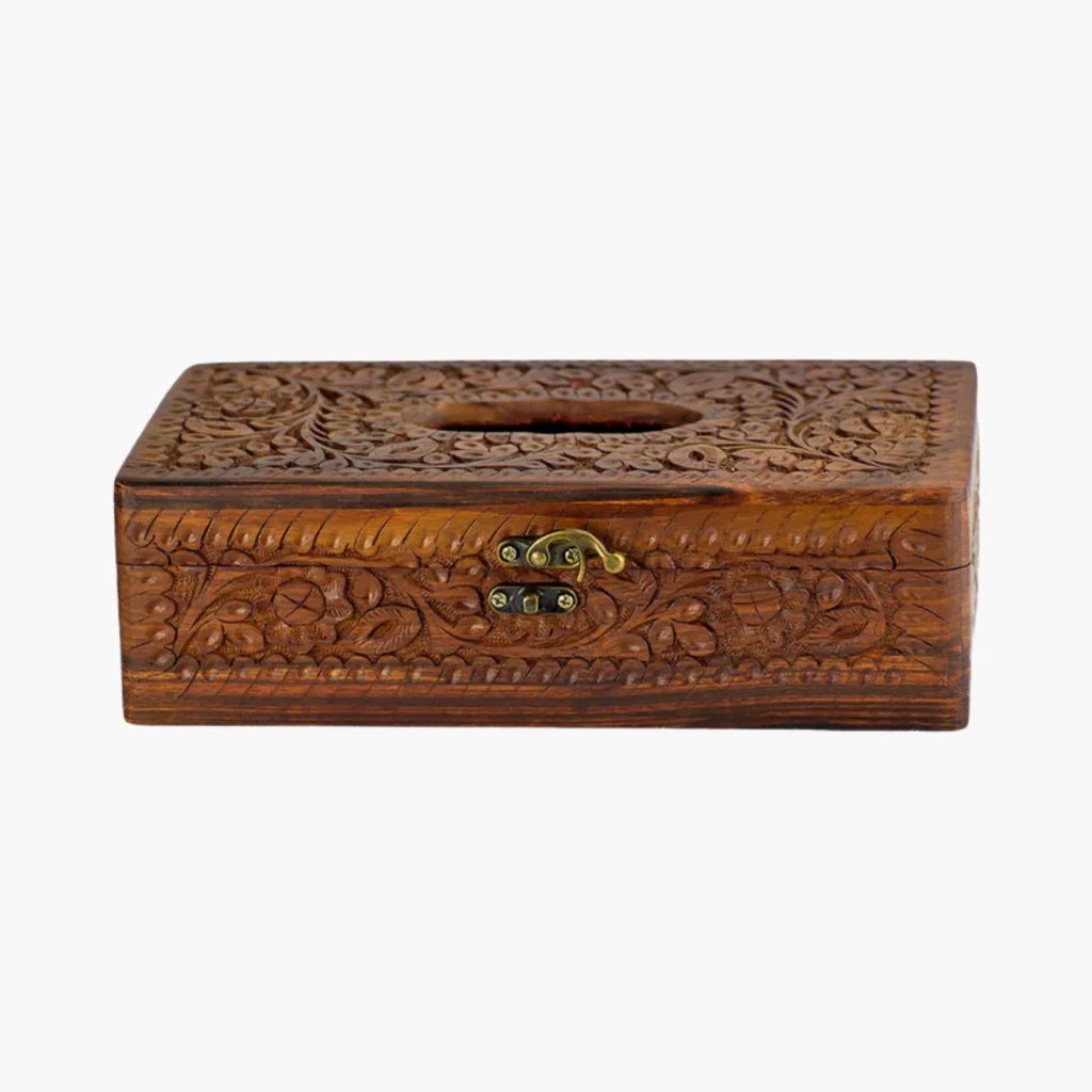 Wooden Tissue Box Holder Carving Art