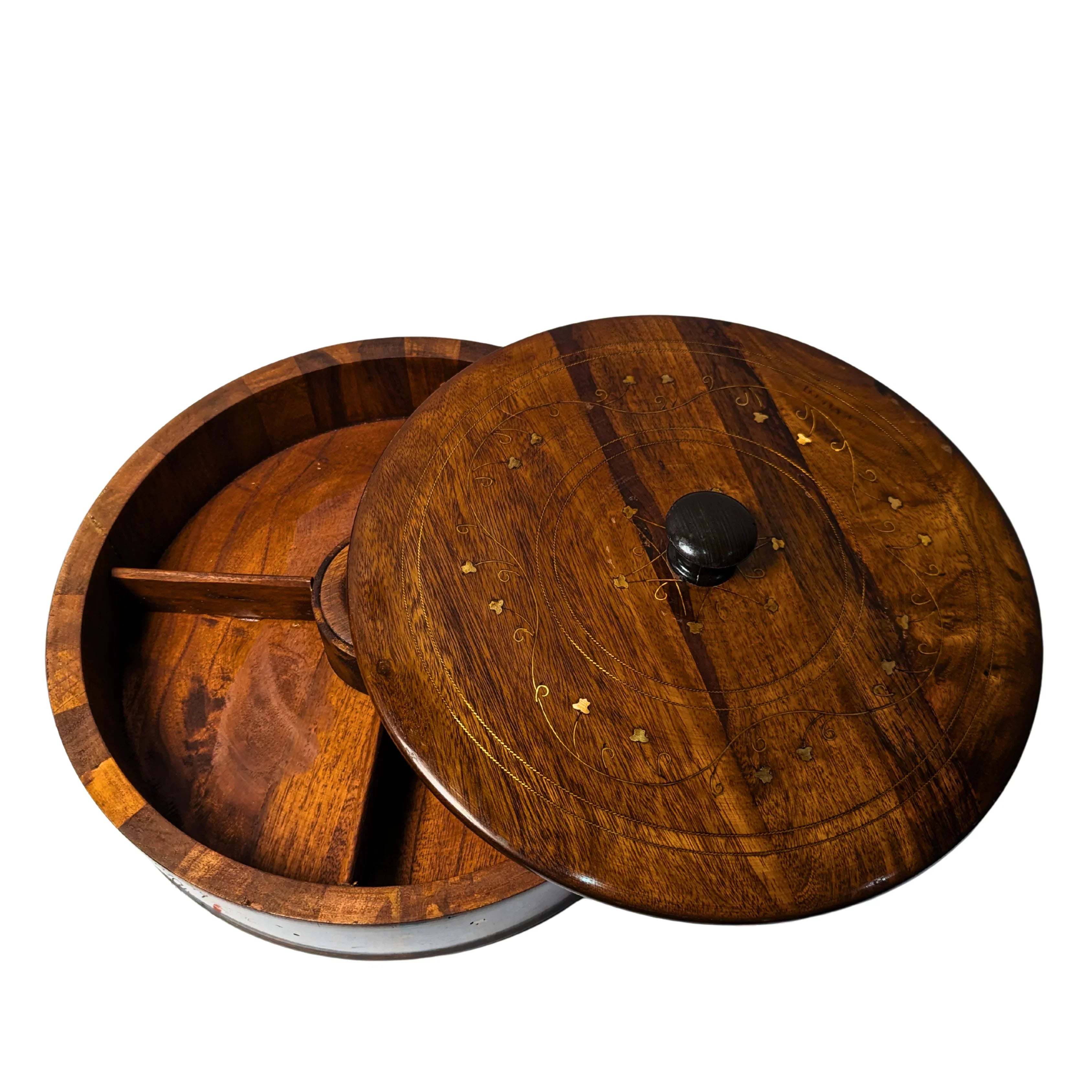 Wooden Dry Fruit Box with Brass Decor