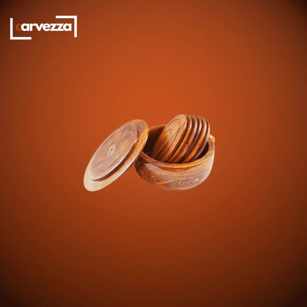 Wooden Tea Mats with Brass Engraving (Set of 6)